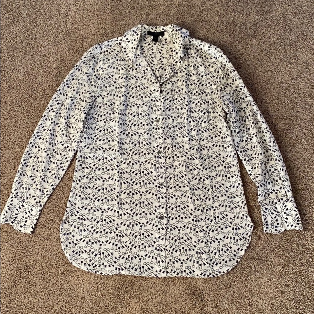 J.Crew Silk Shirt with Key Print